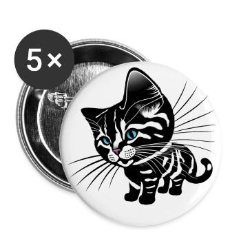 Katze - Buttons klein 25 mm (5er Pack) - Weiß - Vorne