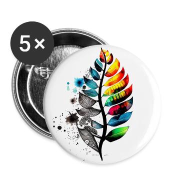 Botanical watercolor artwork black colorful - Buttons small 1''/25 mm (5-pack) - white - Front