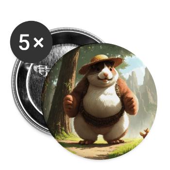 Goldhamster in Wiese Strohhut Zwerghamster - Buttons klein 25 mm (5er Pack) - Weiß - Vorne