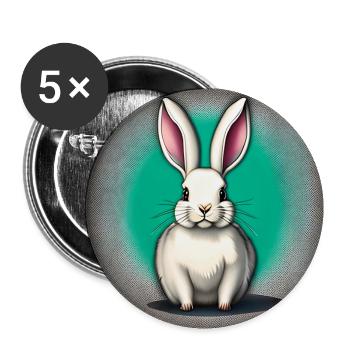 Motif lapin blanc lapin blanc - Lot de 5 petits badges (25 mm) - blanc - Devant