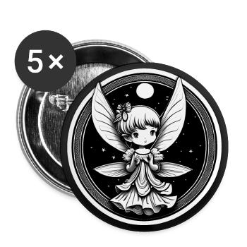 Kleine Fee Elfe Elve - Buttons klein 25 mm (5er Pack) - Weiß - Vorne