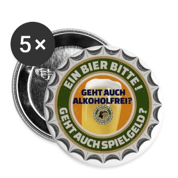 UNE BIÈRE S’IL VOUS PLAÎT Bouchons de bouteilles Tapis de bière - Lot de 5 petits badges (25 mm) - blanc - Devant