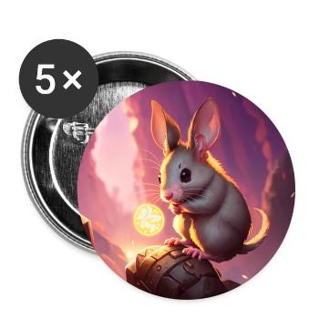 Fantasy Rodent Warrior Artwork pour Kids Fancy Rat - Lot de 5 petits badges (25 mm) - blanc - Devant