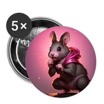 Fantasy Rodent Warrior Artwork pour Kids Fancy Rat - Lot de 5 petits badges (25 mm) - blanc - Devant