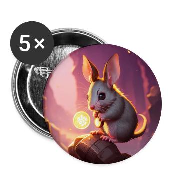 Fantasy Rodent Warrior Artwork pour Kids Fancy Rat - Lot de 5 petits badges (25 mm) - blanc - Devant