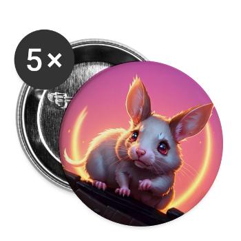 Fantasy Rodent Warrior Artwork pour Kids Fancy Rat - Lot de 5 petits badges (25 mm) - blanc - Devant
