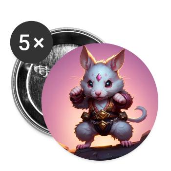 Fantasy Rodent Warrior Artwork pour Kids Fancy Rat - Lot de 5 petits badges (25 mm) - blanc - Devant