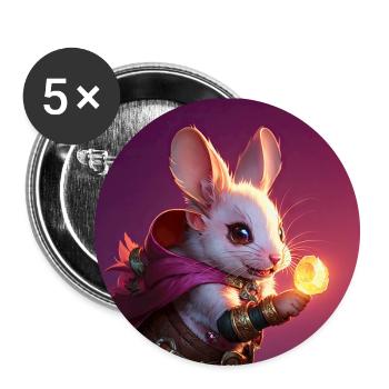 Fantasy Rodent Warrior Artwork pour Kids Fancy Rat - Lot de 5 petits badges (25 mm) - blanc - Devant