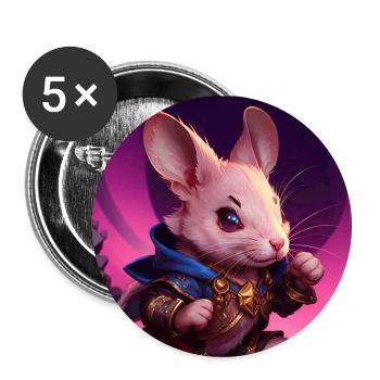Fantasy Rodent Warrior Artwork pour Kids Fancy Rat - Lot de 5 petits badges (25 mm) - blanc - Devant