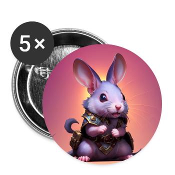 Fantasy Rodent Warrior Artwork pour Kids Fancy Rat - Lot de 5 petits badges (25 mm) - blanc - Devant