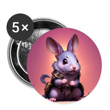 Fantasy Rodent Warrior Artwork pour Kids Fancy Rat - Lot de 5 petits badges (25 mm) - blanc - Devant