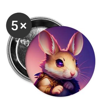 Fantasy Rodent Warrior Artwork for Kids Fancy Rat - Buttons small 1''/25 mm (5-pack) - white - Front