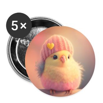 Birdie - Lot de 5 petits badges (25 mm) - blanc - Devant