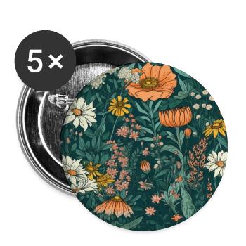 Flowers Pattern Flowers Blossoms Nature Gift Flowers - Buttons small 1''/25 mm (5-pack) - white - Front