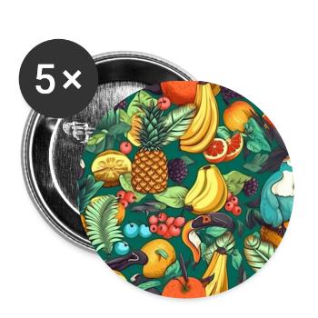 Modèle de fruits tropicaux Modèle de fruits exotiques - Lot de 5 petits badges (25 mm) - blanc - Devant