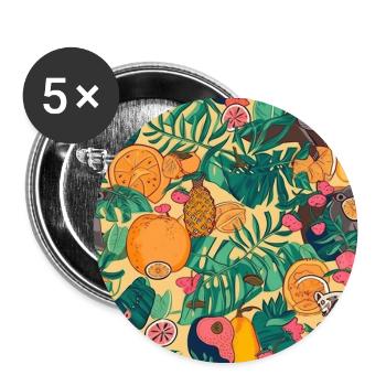 Tropische Früchte Exotische Frucht Muster Frucht - Buttons klein 25 mm (5er Pack) - Weiß - Vorne