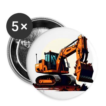 Bagger| Schaufelbagger | Retro - Buttons klein 25 mm (5er Pack) - Weiß - Vorne