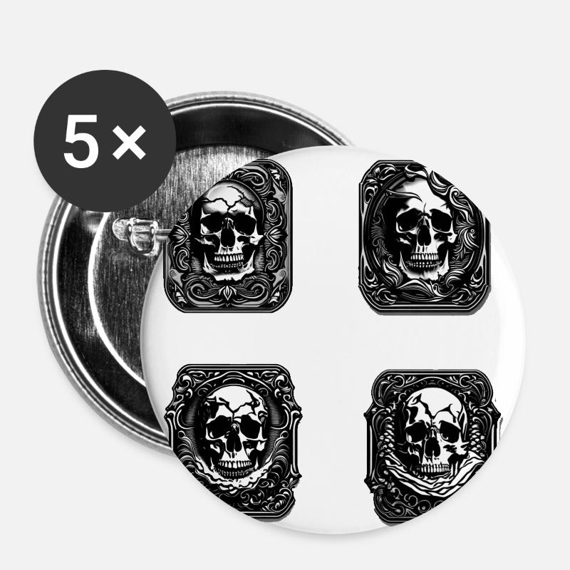 Skulls Skulls Skull - Buttons small 1''/25 mm (5-pack) - white