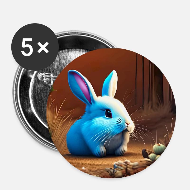 Cute Rabbit in the Cave - Buttons small 1''/25 mm (5-pack) - white