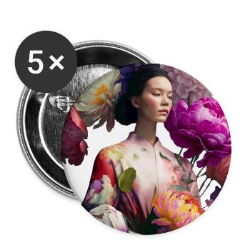 Geisha in Kimono Gift - Buttons small 1''/25 mm (5-pack) - white - Front