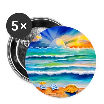 Sonnenuntergang am Meer - Buttons klein 25 mm (5er Pack) - Weiß - Vorne
