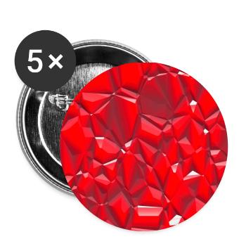 Edelstein (Glanz, Rot) - Buttons klein 25 mm (5er Pack) - Weiß - Vorne