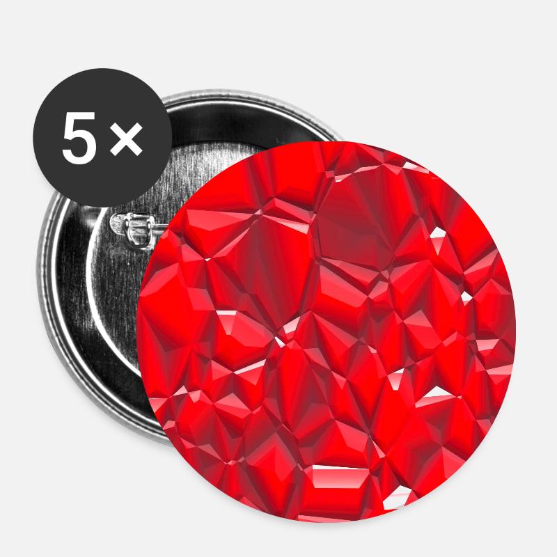 Edelstein (Glanz, Rot) - Buttons klein 25 mm (5er Pack) - Weiß