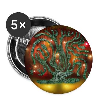 Alter Baum wartet auf Kinder und Xmast - Buttons klein 25 mm (5er Pack) - Weiß - Vorne