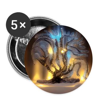 Alter Baum mit Lichtern - Buttons klein 25 mm (5er Pack) - Weiß - Vorne