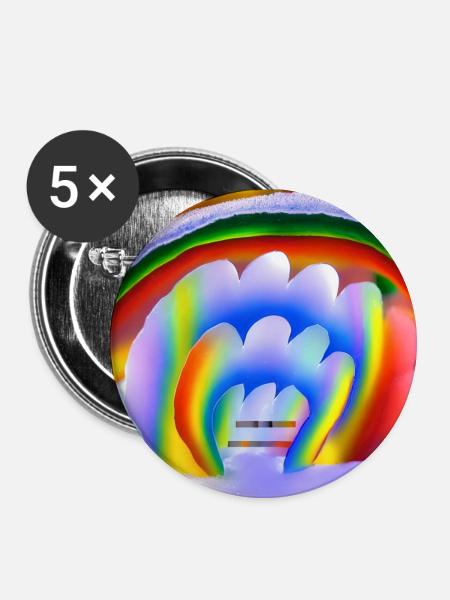 Regenbogen im Winter - Buttons klein 25 mm (5er Pack) - Weiß