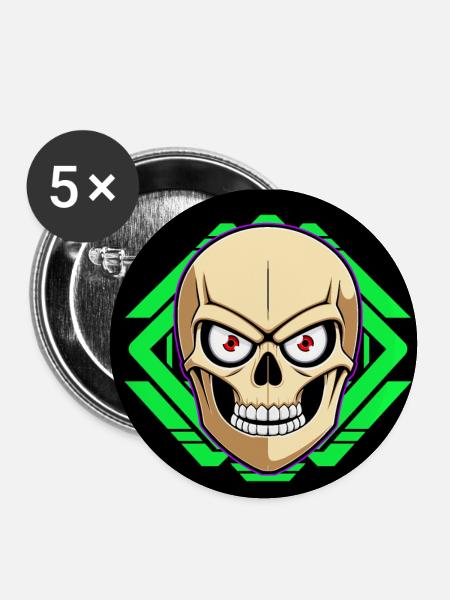 Skull - Buttons small 1''/25 mm (5-pack) - white