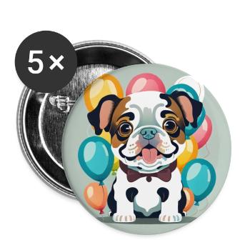 Bulldogge - Buttons klein 25 mm (5er Pack) - Weiß - Vorne