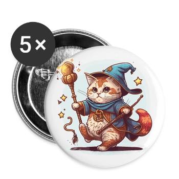Magicien félin - Lot de 5 petits badges (25 mm) - blanc - Devant