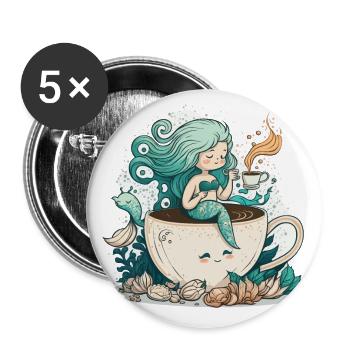 Mermaids morning pick-me-up - Buttons small 1''/25 mm (5-pack) - white - Front