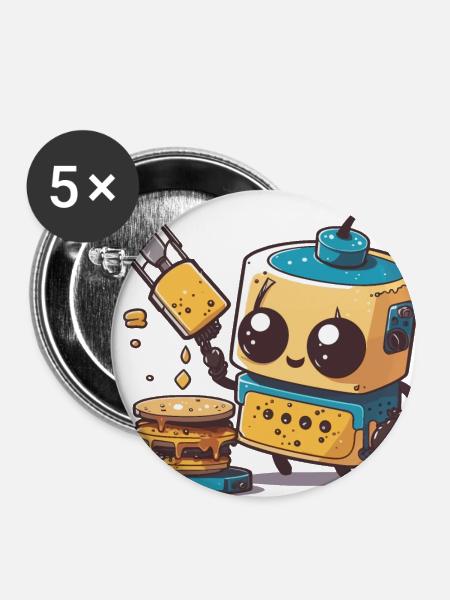 Robo-Chef - Buttons klein 25 mm (5er Pack) - Weiß