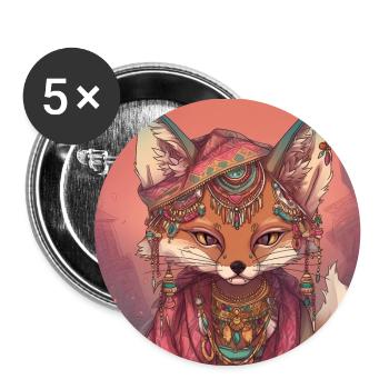 art du renard - Lot de 5 petits badges (25 mm) - blanc - Devant