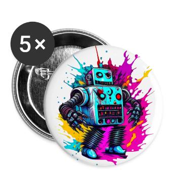 Evil Robot Series 010 - Buttons klein 25 mm (5er Pack) - Weiß - Vorne