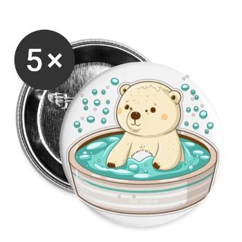 Entspannender Eisbär - Buttons klein 25 mm (5er Pack) - Weiß - Vorne