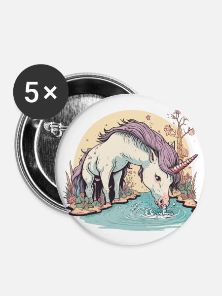 Ätherische Erfrischung - Buttons klein 25 mm (5er Pack) - Weiß