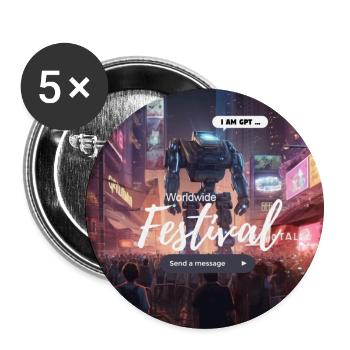 Festival mondial ChatGPT - Lot de 5 petits badges (25 mm) - blanc - Devant