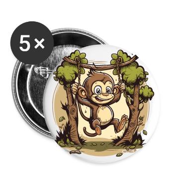 Swinging Monkey - Buttons small 1''/25 mm (5-pack) - white - Front