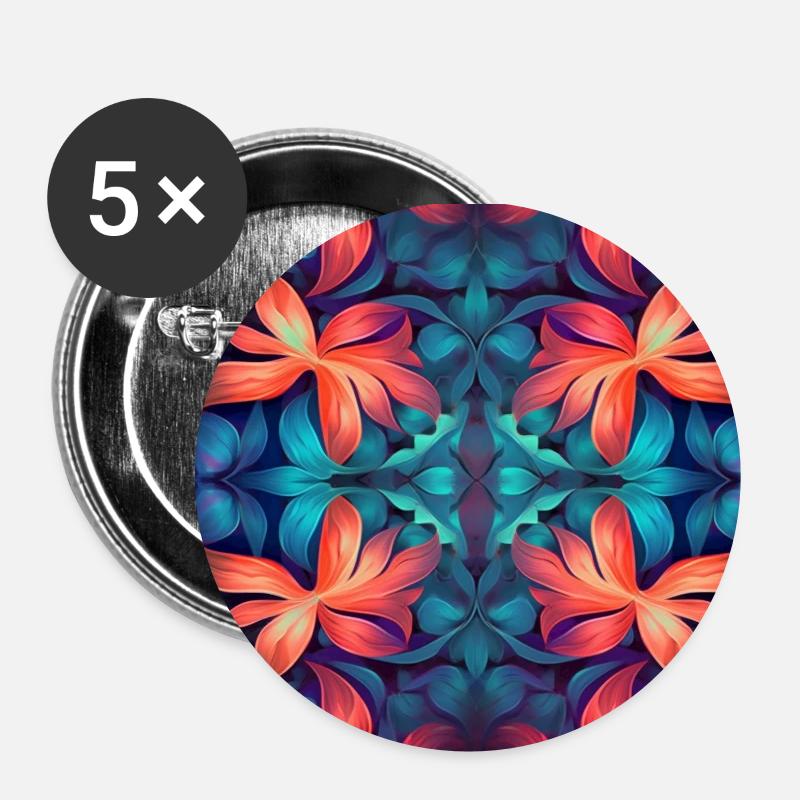 Floral Design - Lot de 5 petits badges (25 mm) - blanc