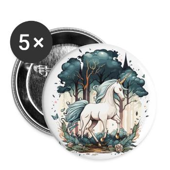 The Enchanted Unicorn - Buttons small 1''/25 mm (5-pack) - white - Front