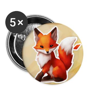 Renard Majestueux - Lot de 5 petits badges (25 mm) - blanc - Devant
