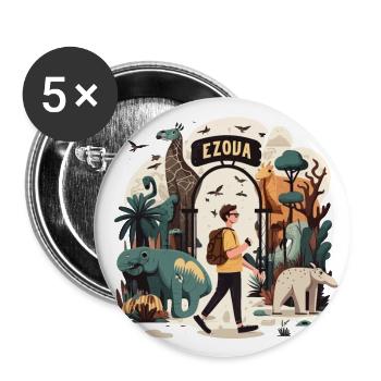 Parc à thème Thrill: Parc d’attractions Fun - Lot de 5 petits badges (25 mm) - blanc - Devant