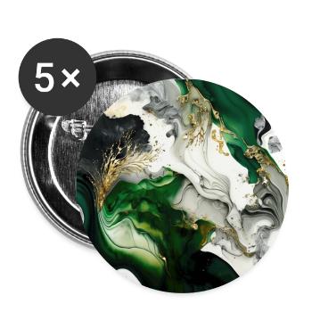 Waldgrünes und goldenes Farbwirbelmuster - Buttons klein 25 mm (5er Pack) - Weiß - Vorne