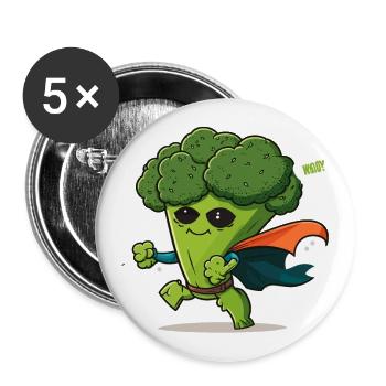 Broccoli Man - Buttons small 1''/25 mm (5-pack) - white - Front