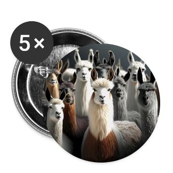 Modèle de lamas - Lot de 5 petits badges (25 mm) - blanc - Devant
