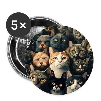 Modèle de chats - Lot de 5 petits badges (25 mm) - blanc - Devant