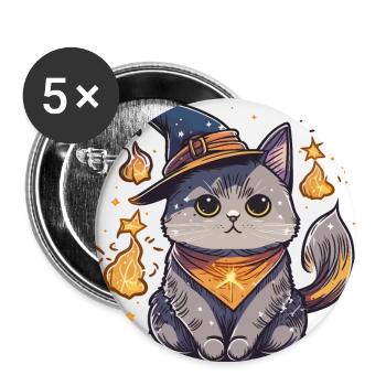 Assistant félin - Lot de 5 petits badges (25 mm) - blanc - Devant